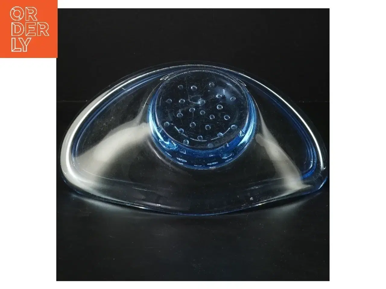 Billede 2 - Blåt glasfad fra holmegaard(str. 24 cm)