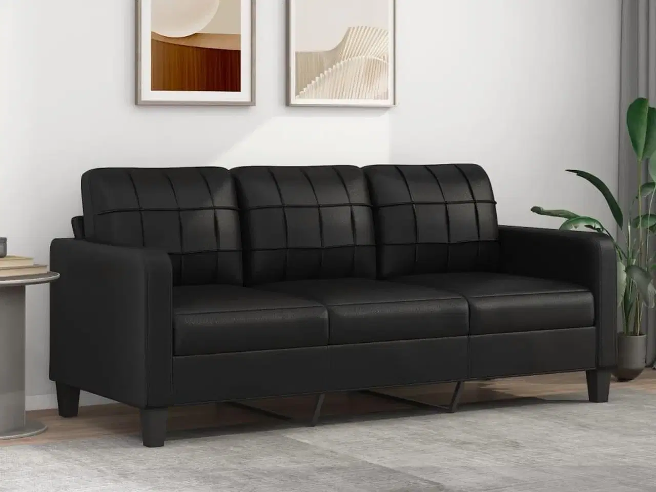Billede 1 - 3-personers sofa 180 cm kunstlæder sort