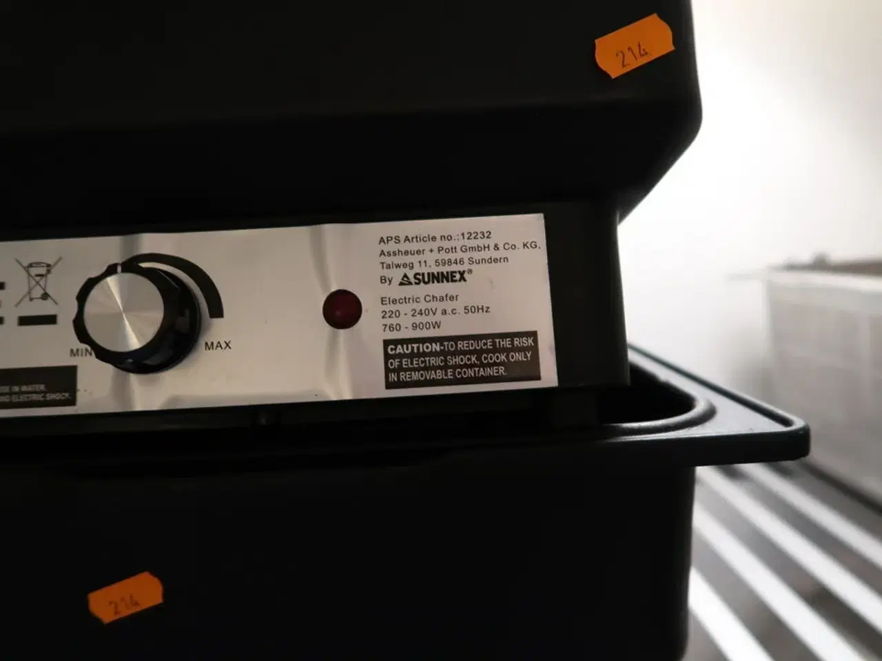 Billede 3 - 2 stk. elektriske varmefade SUNNEX Electric Chafer