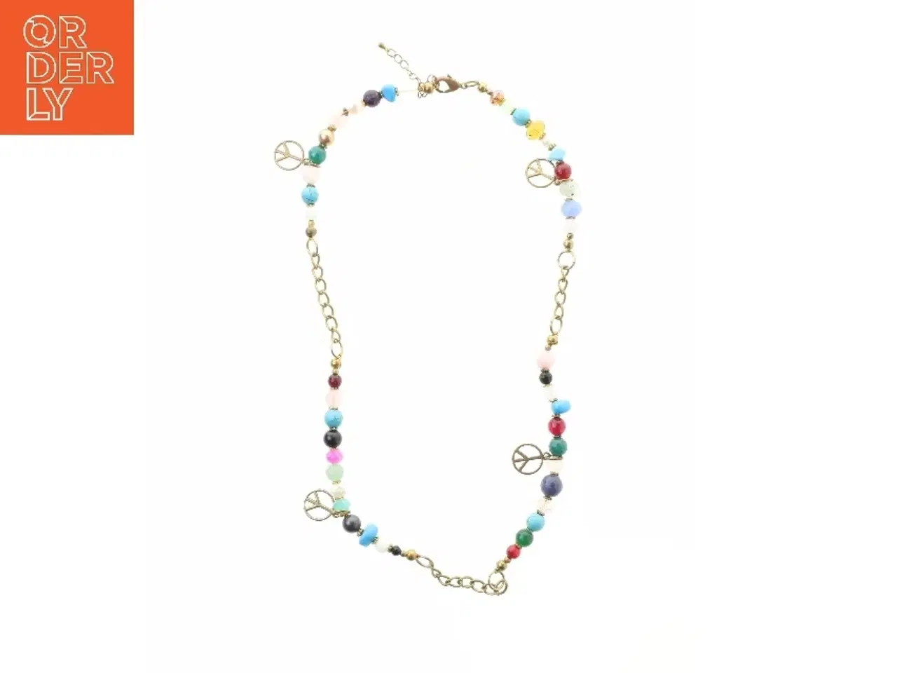 Billede 3 - Halskæde med farvede perler (str. 60 cm)