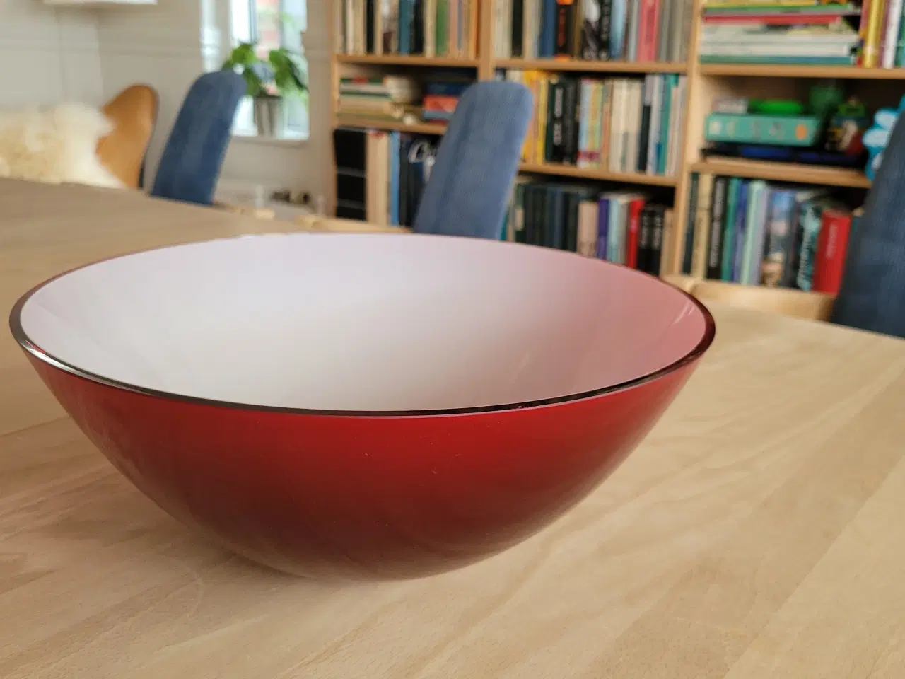 Billede 1 - Holmegaard stor skål i rød og hvid