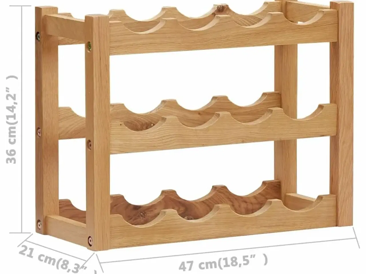Billede 5 - Vinreol til 12 flasker 47x21x36 cm massivt egetræ