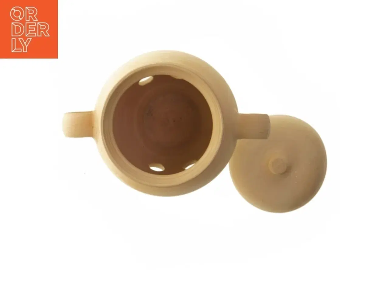 Billede 6 - Terracotta løgkrukke med låg (str. Ø 12,5 cm længde 20,5 cm)