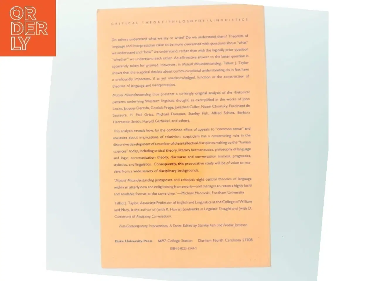 Billede 3 - Mutual Misunderstanding af Talbot J. Taylor (Bog)