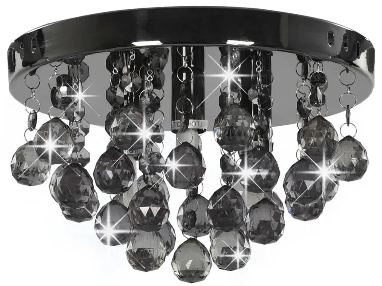 Billede 3 - Loftlampe med røgfarvede perler rund G9 sort