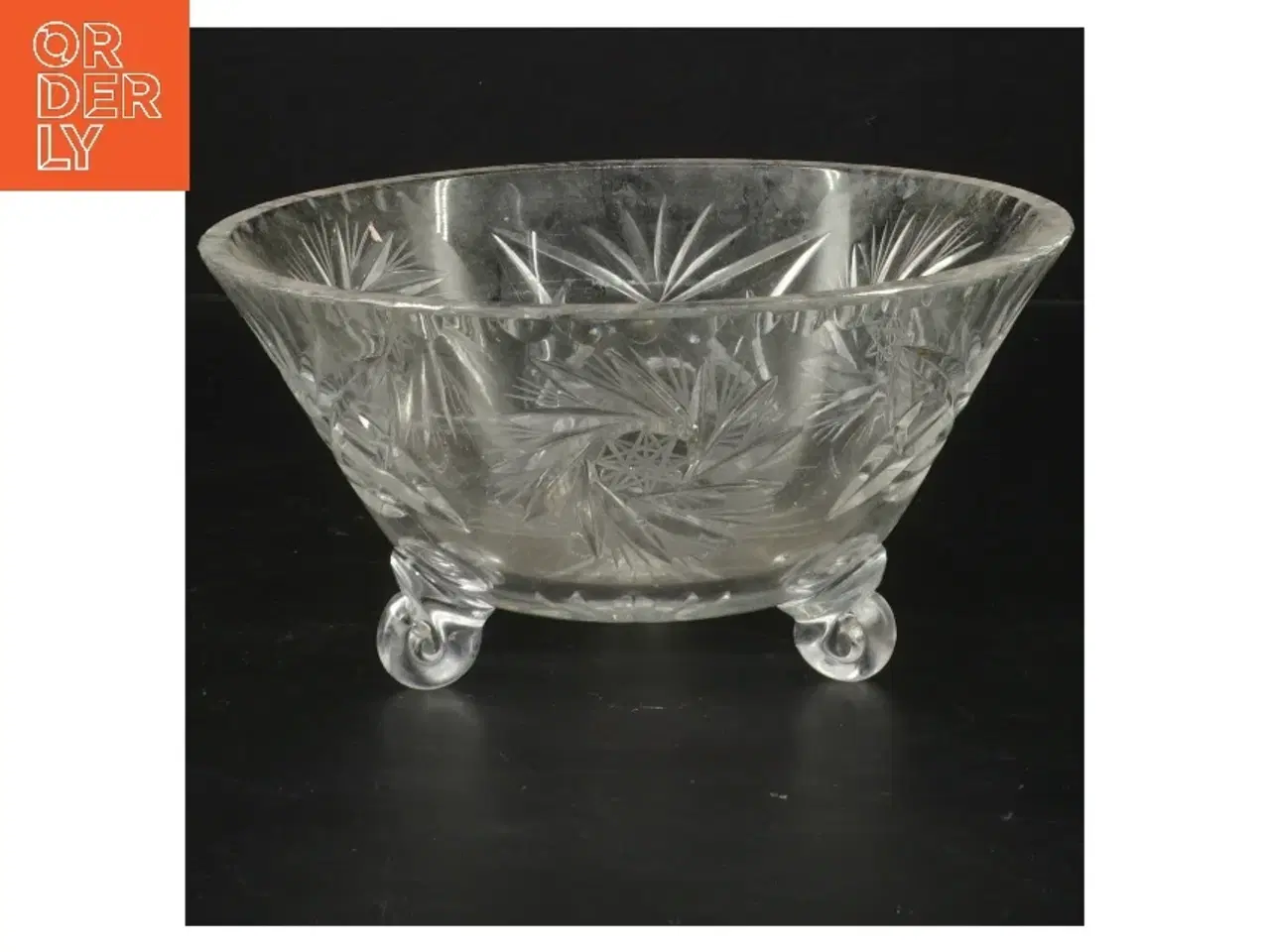 Billede 1 - Glas skål med mønster og ben (str. Ø 17,5 cm)