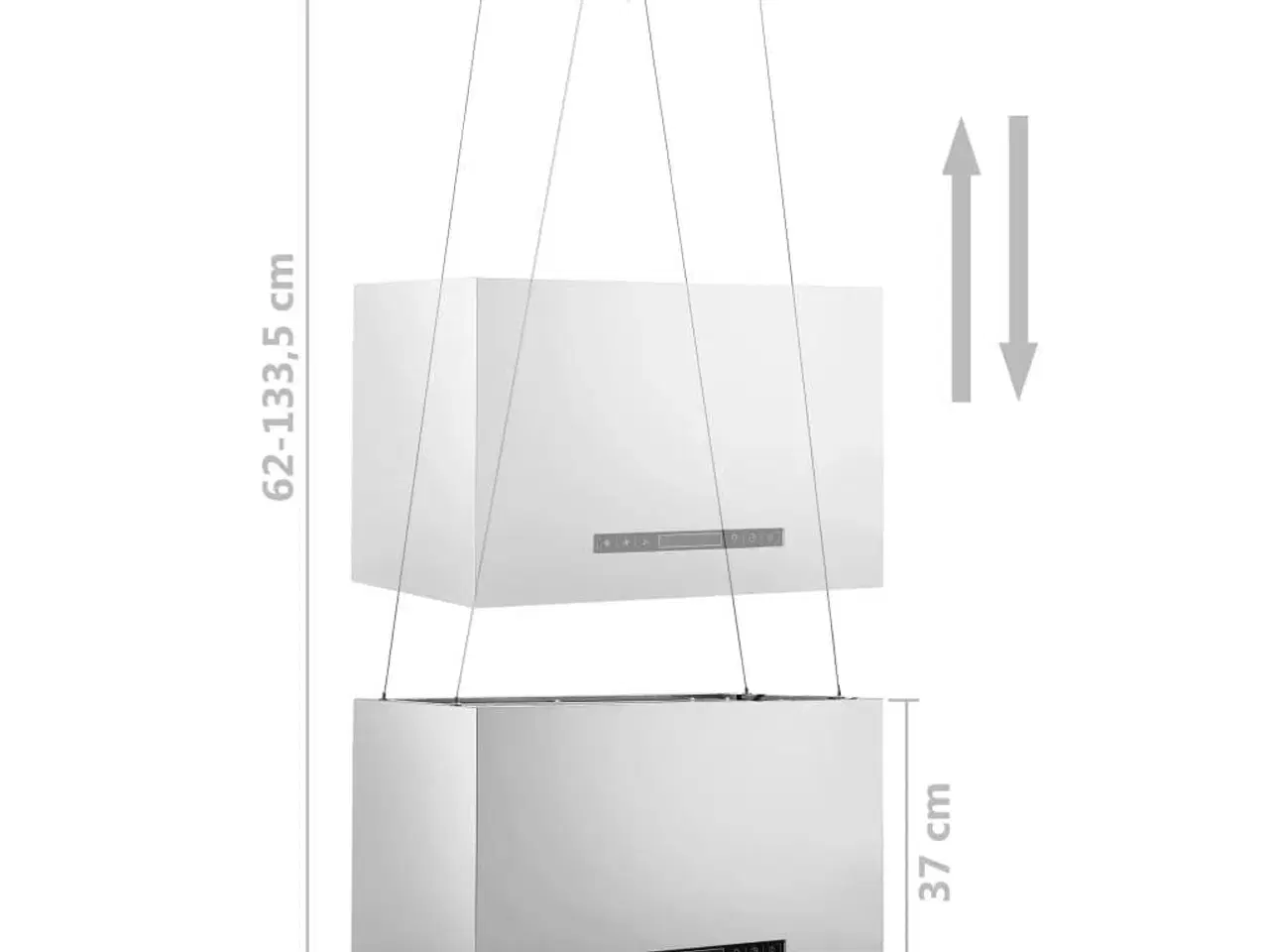 Billede 8 - Hængende ø-emhætte med touchsensor LCD 55 cm rustfrit stål