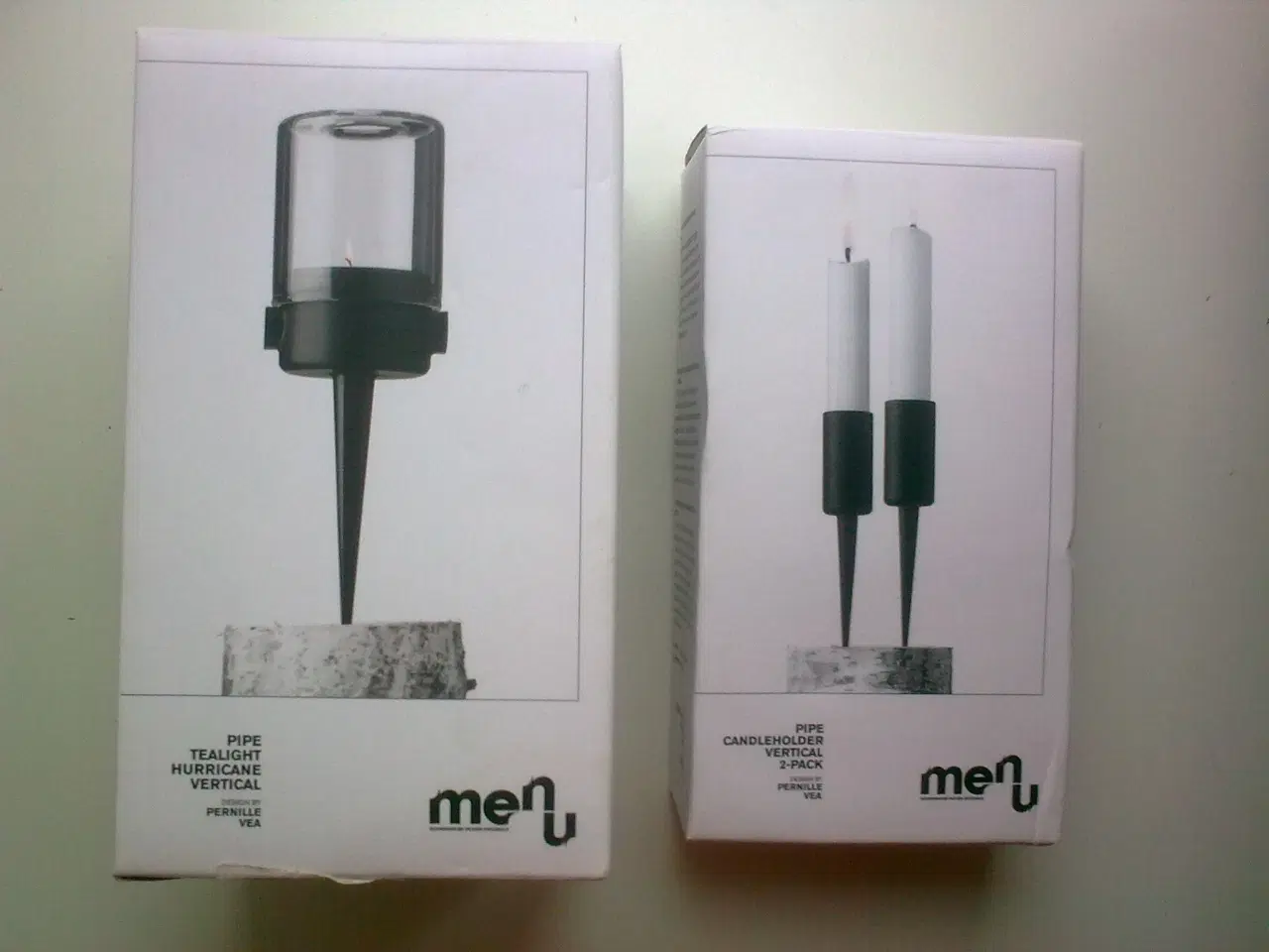 Billede 1 - Støbejern søm MENU lysestage natur træstamme DIY