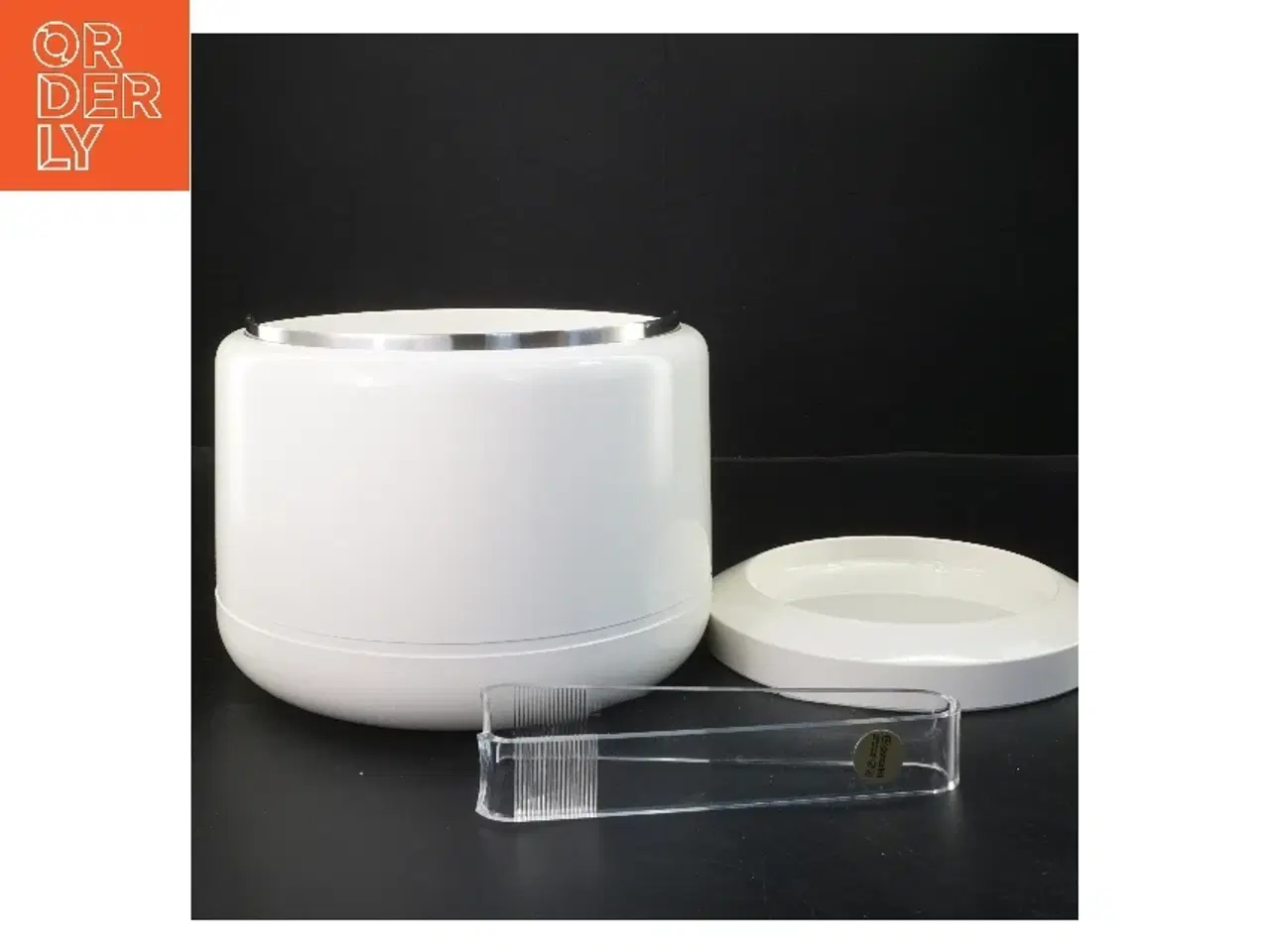 Billede 2 - Stelton hvid isspand med låg og tang (str. Ø 20x14 cm)