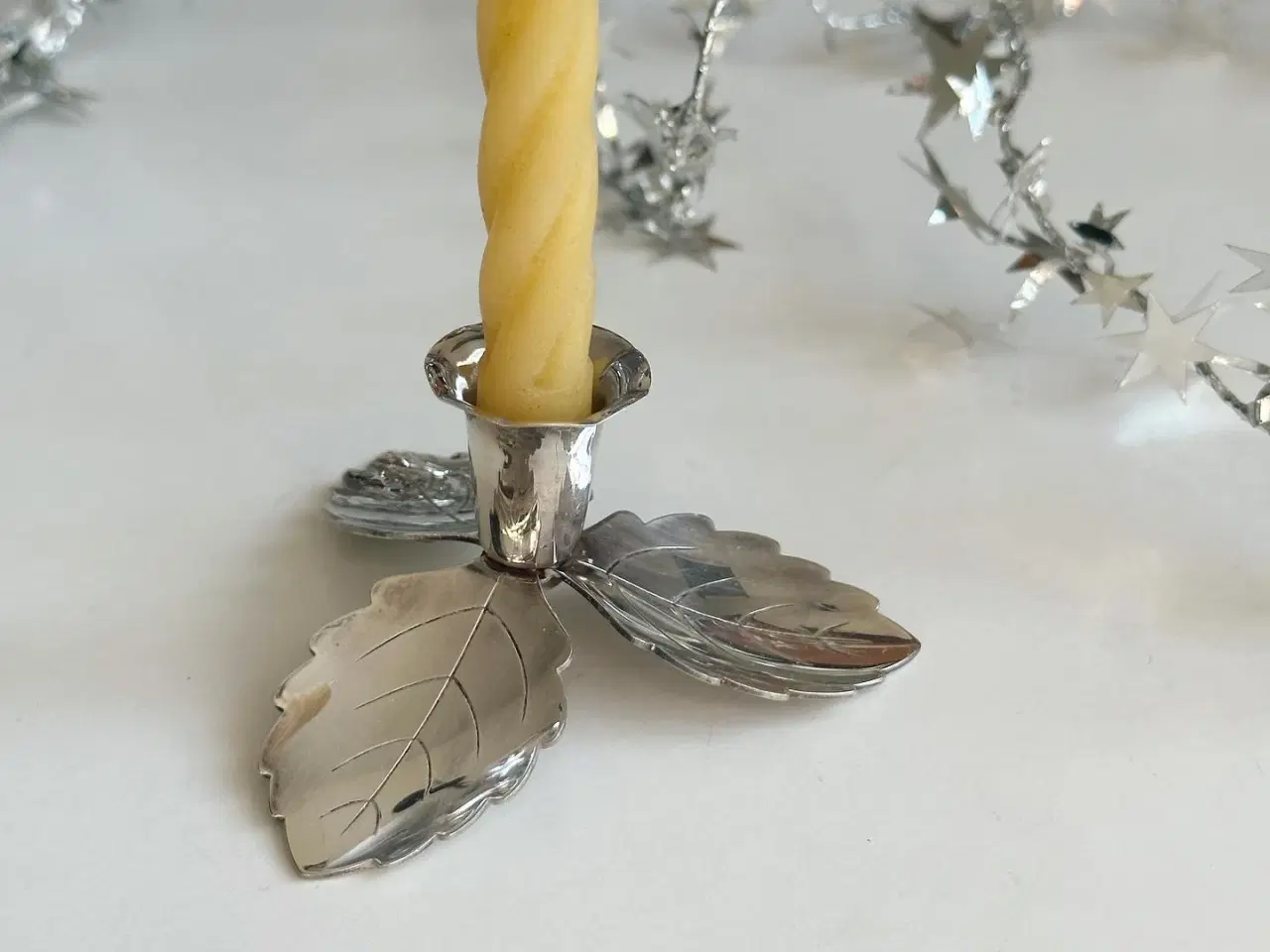 Billede 2 - Sølvpletstage til juletræslys, kristtjørn