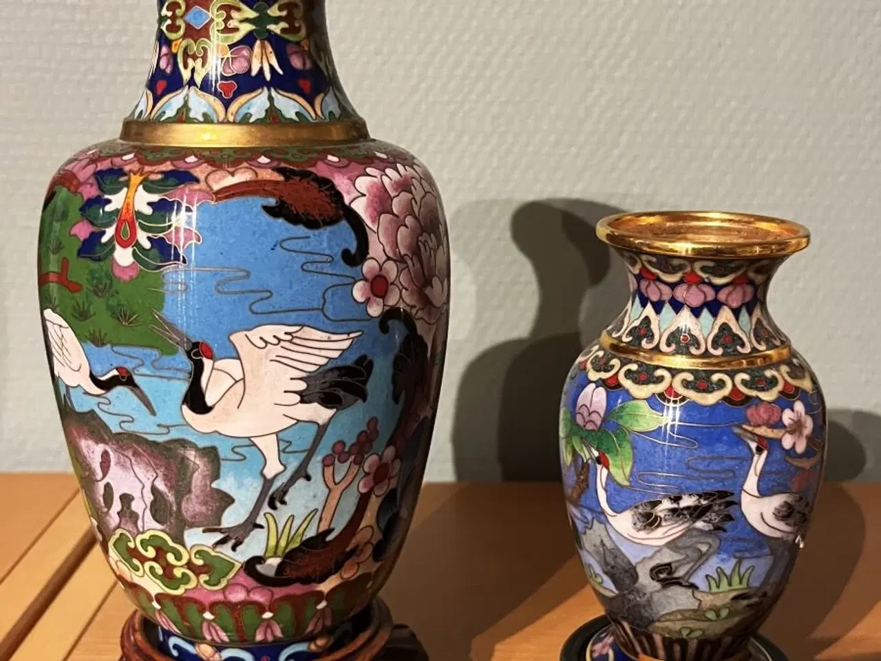 Billede 1 - Kina Cloisonne . vaser m. tranemotiver"langt liv "