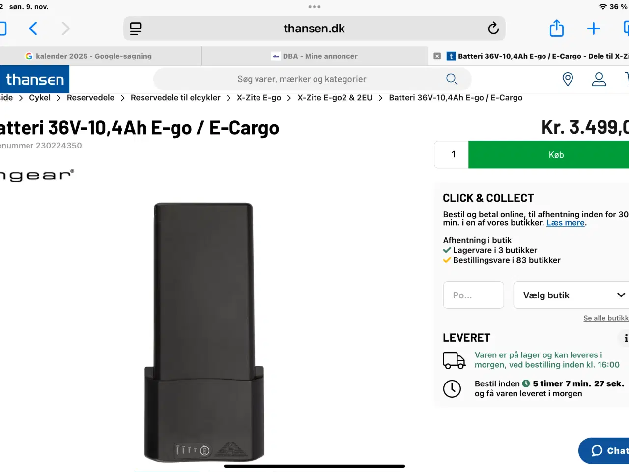 Billede 3 - Batteri til elcykel THANSEN