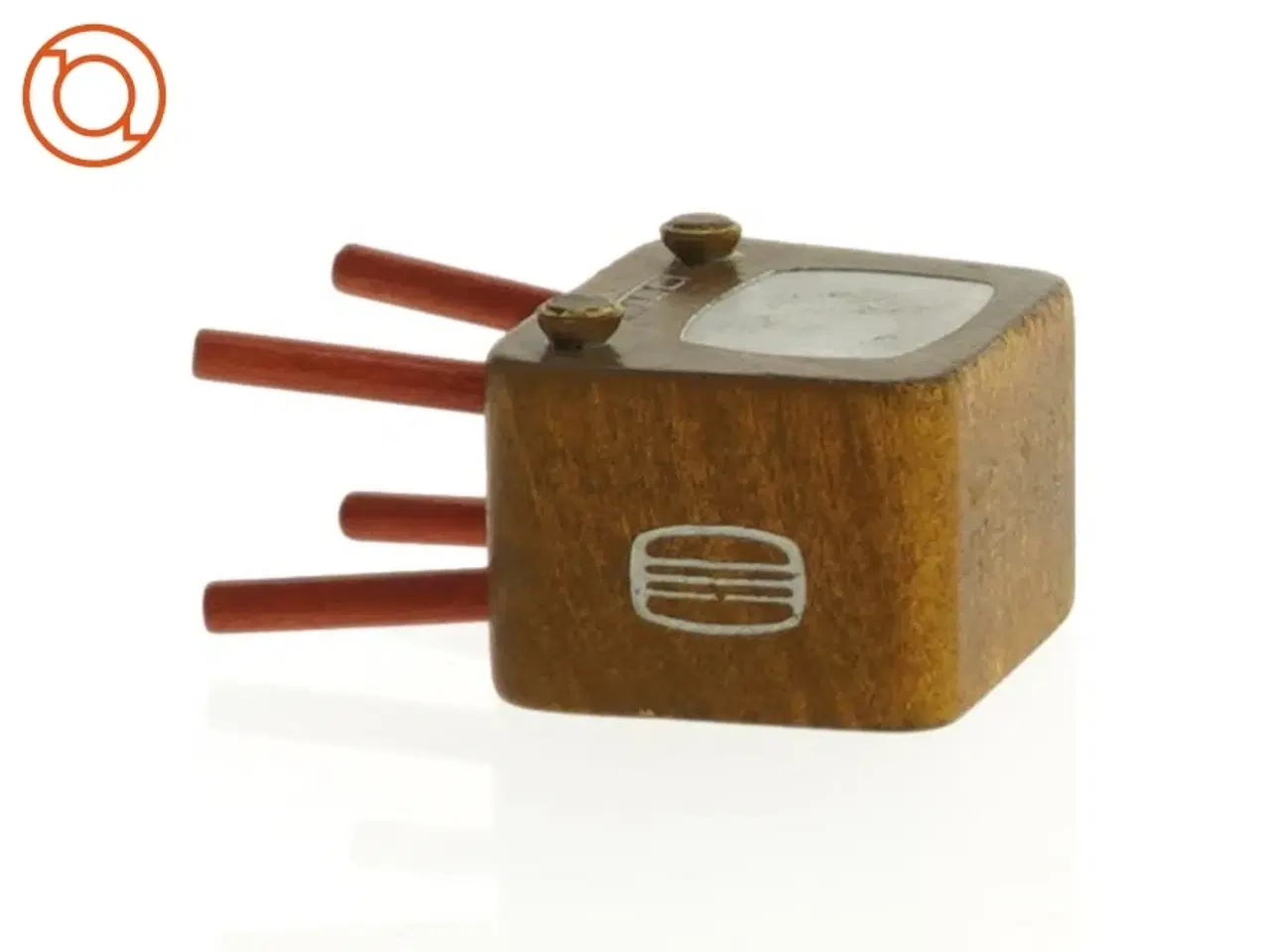 Billede 3 - Ældre Træ TV til dukkehus (str. 6 x 4 cm)
