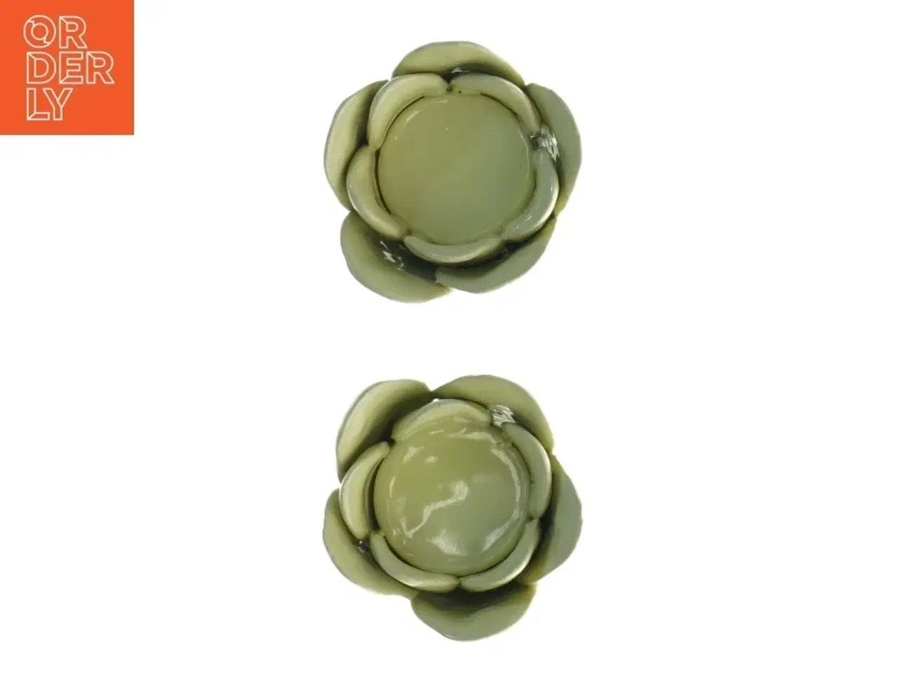 Billede 2 - To stk Grøn keramisk lysestage (str. 6 x 6 cm)