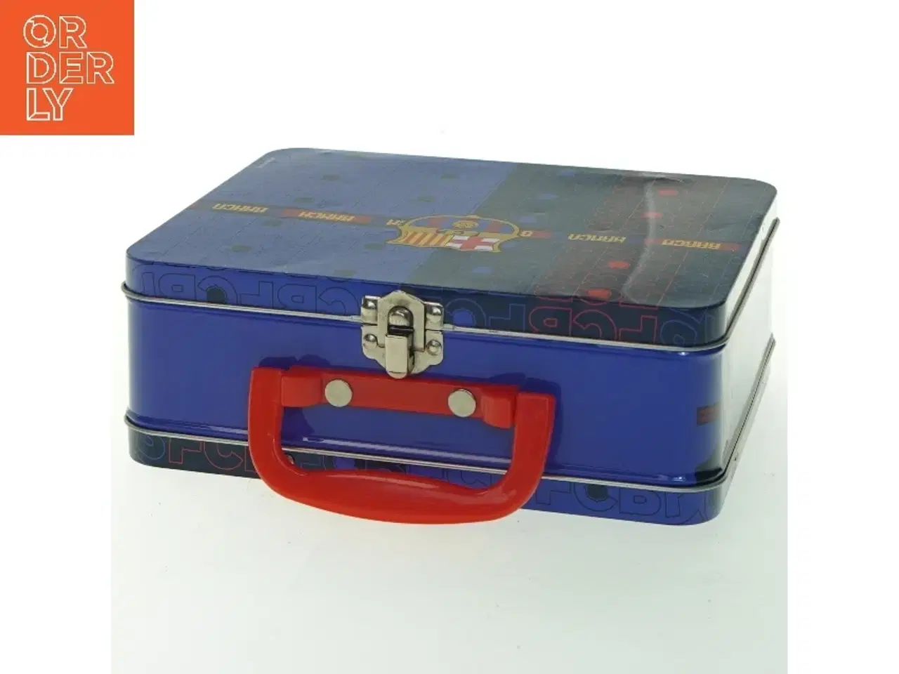 Billede 2 - Fodbold FC Barcelona metalkasse med glaskugler(str. 20x16 cm) (str. 20x16 cm)