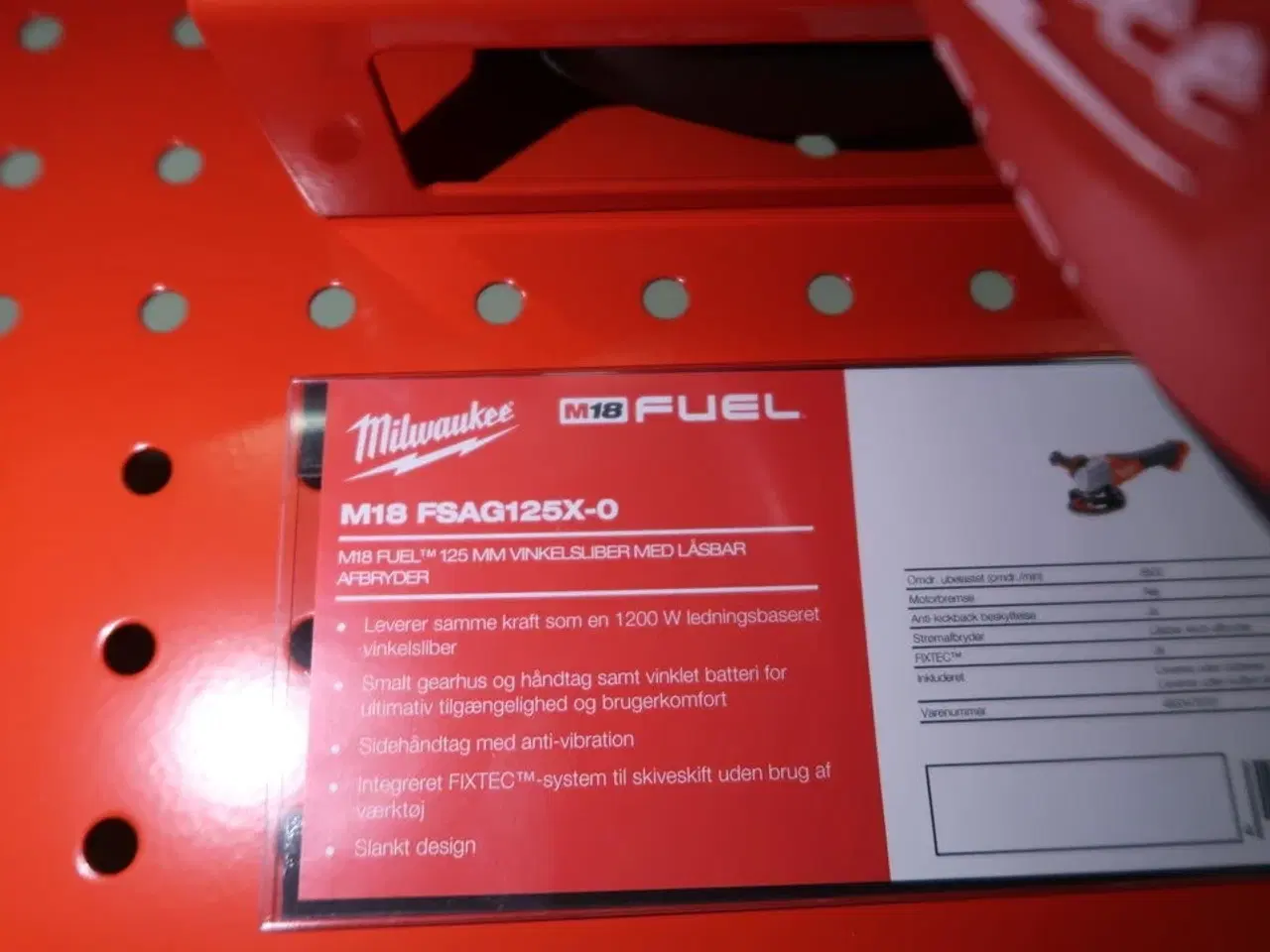 Billede 2 - Akku vinkelsliber MILWAUKEE M18 FSAG125X-O