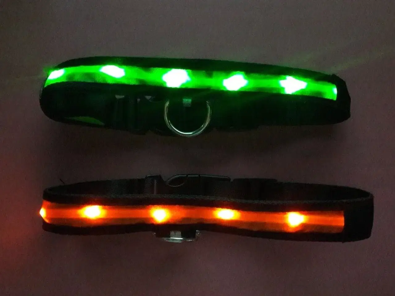 Billede 4 - Halsbånd Sort & grøn/orange LED halsbånd