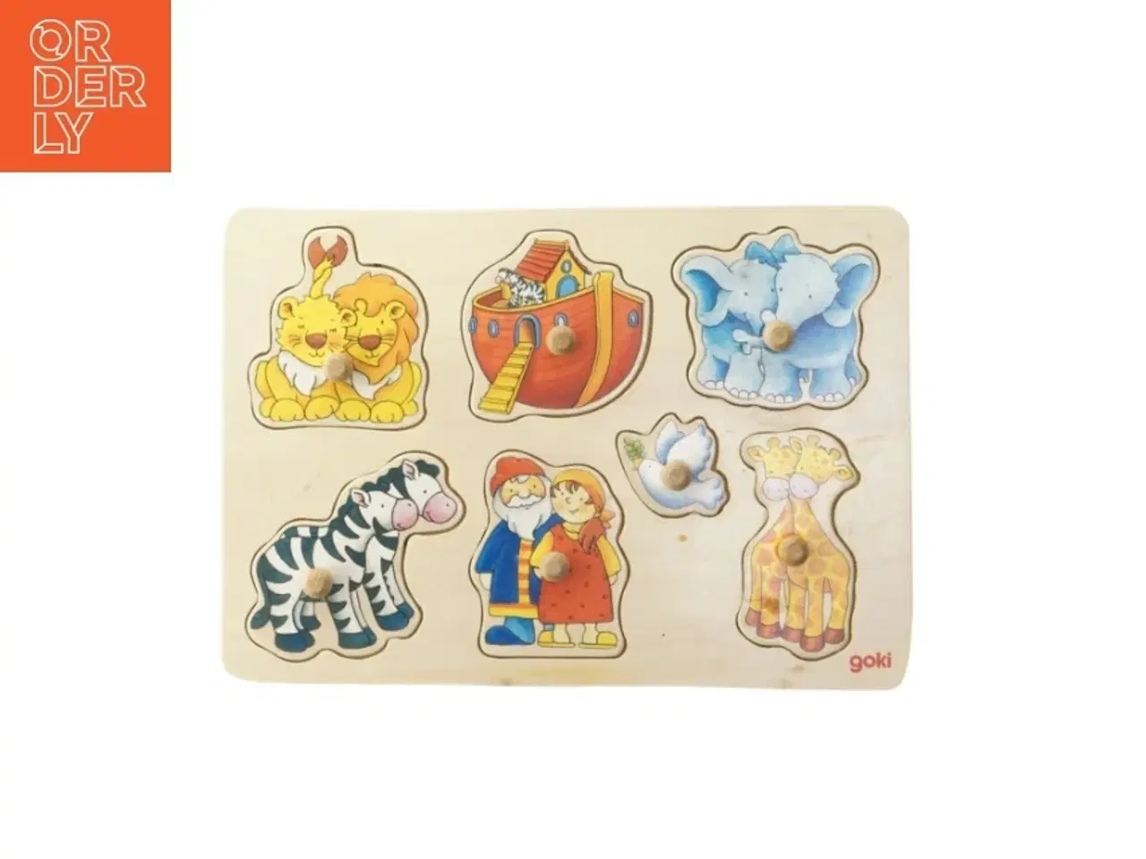 Billede 1 - Træ puslespil med dyremotiver fra Goki (str. 30x20,5 cm)