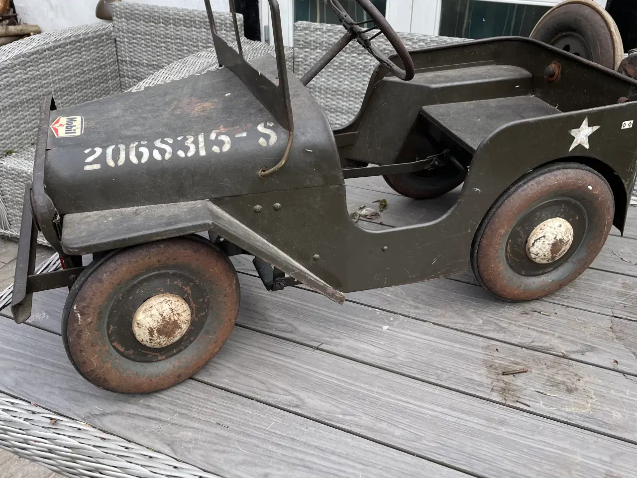 Billede 1 - Gl. pedalbil / trædebil militær Jeep