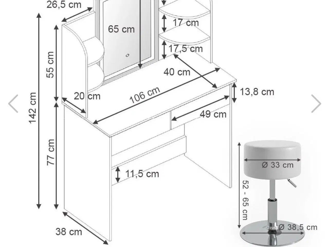 Billede 7 - Makeupbord med spejl
