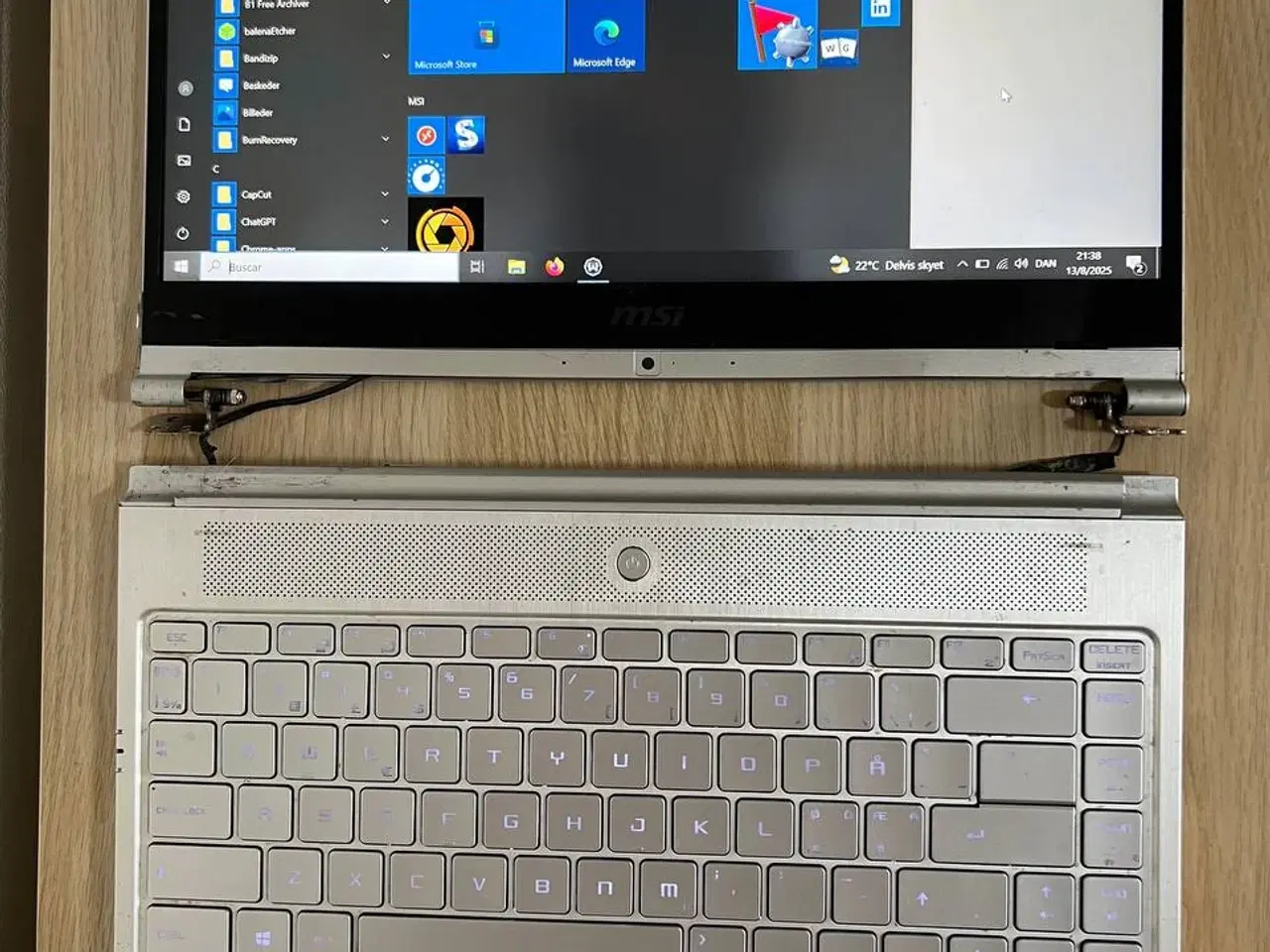 Billede 1 - MSI Prestige 2019 Laptop – Defekt stand men virker