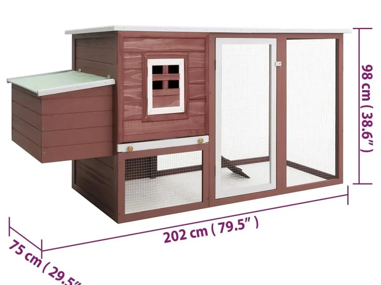 Billede 8 - Udendørs hønsehus med 1 redekasse træ brun