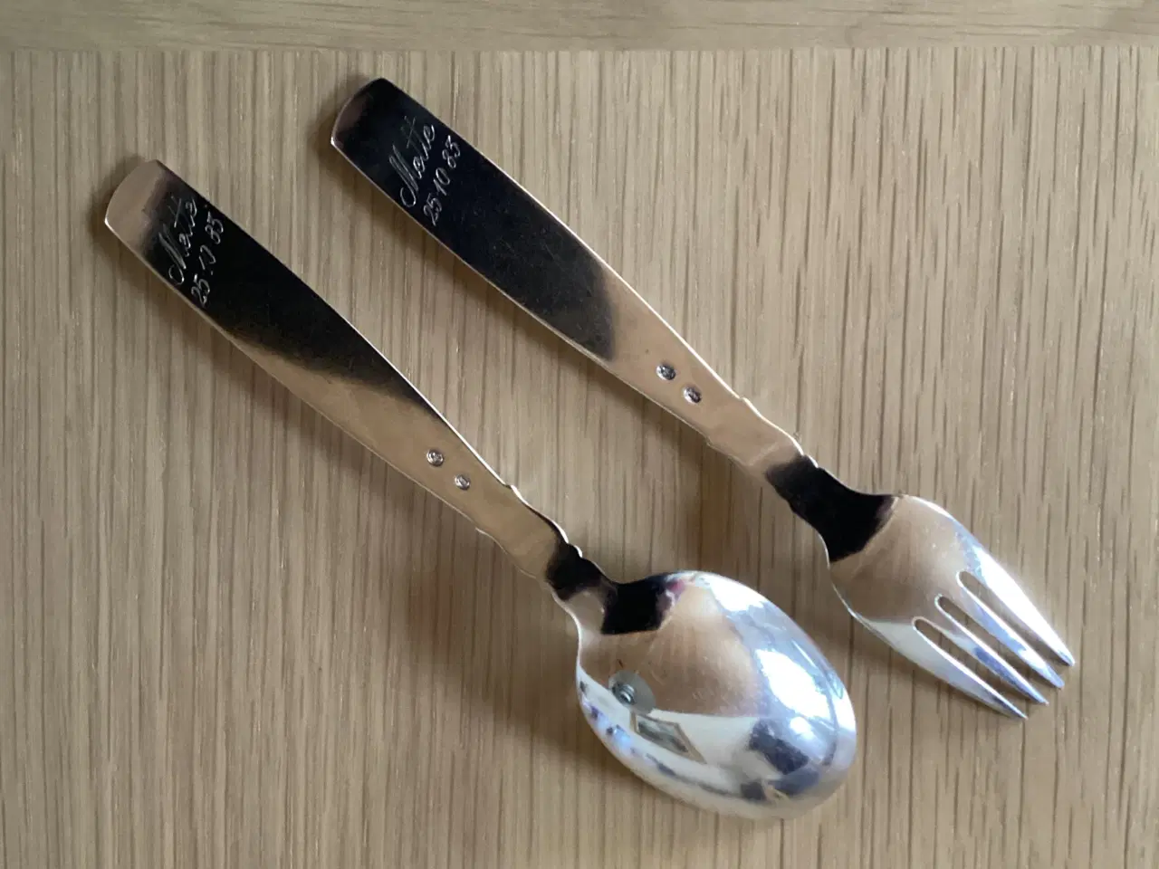 Billede 2 - “Lotus” Dåbs-ske/gaffel i sølv, graveret pr. stk.