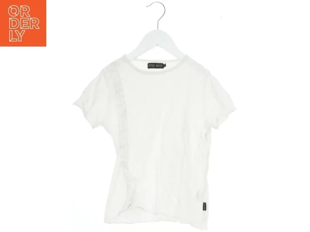 Billede 1 - Kortærmet T-shirt med blonde detalje fra Little Sister (str. 128)