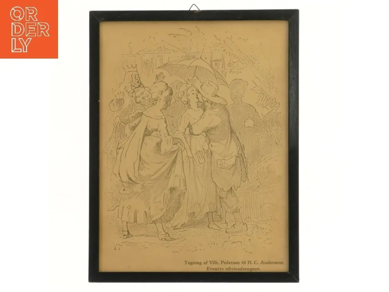 Billede 1 - Indrammet tegning af Vilh. Pedersen (str. 20,5x26,5 cm)