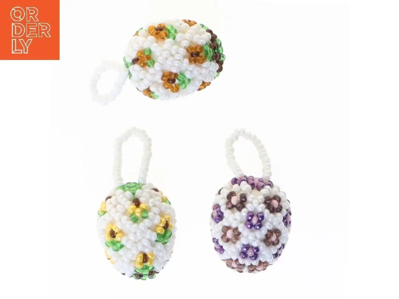 Billede 1 - Håndlavede perleæg pynt (str. 3 stk 3 cm)