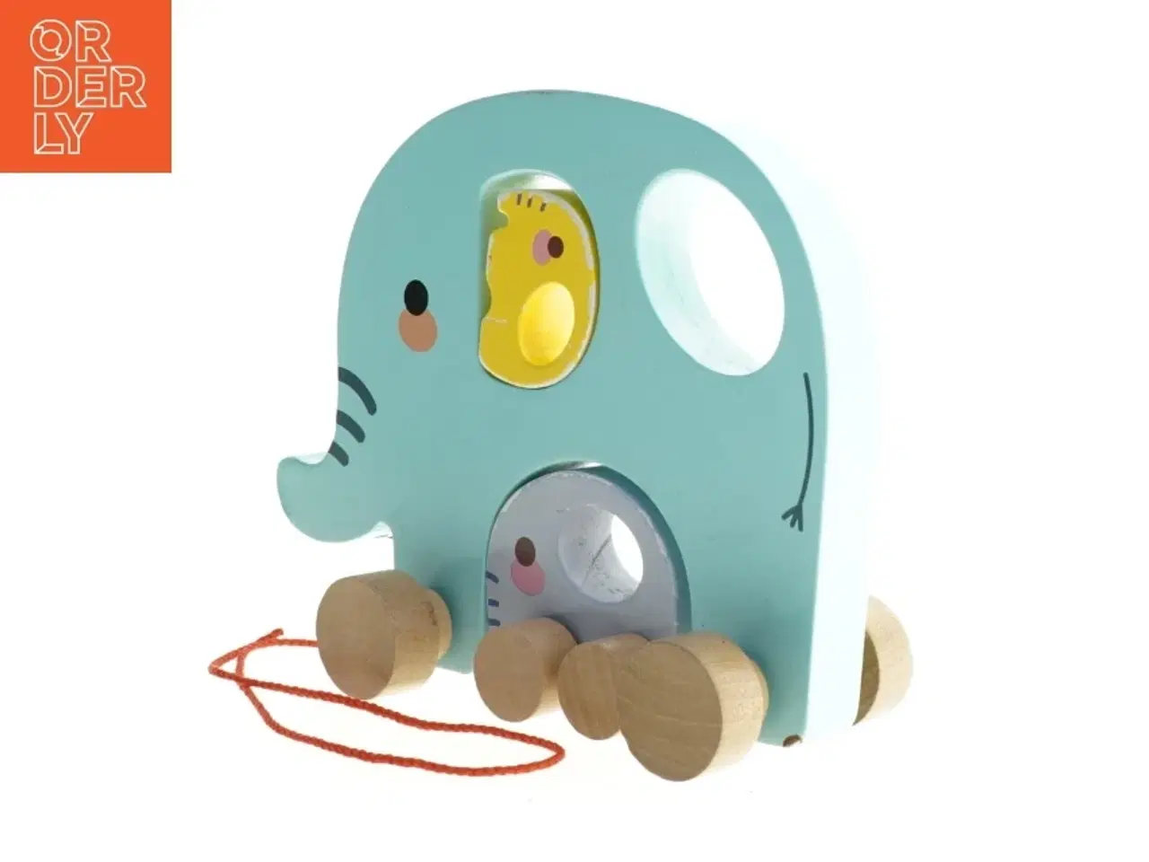 Billede 5 - Trælegetøjselefant på hjul med figurer (str. Blå 24 x 18 x 9 cm)