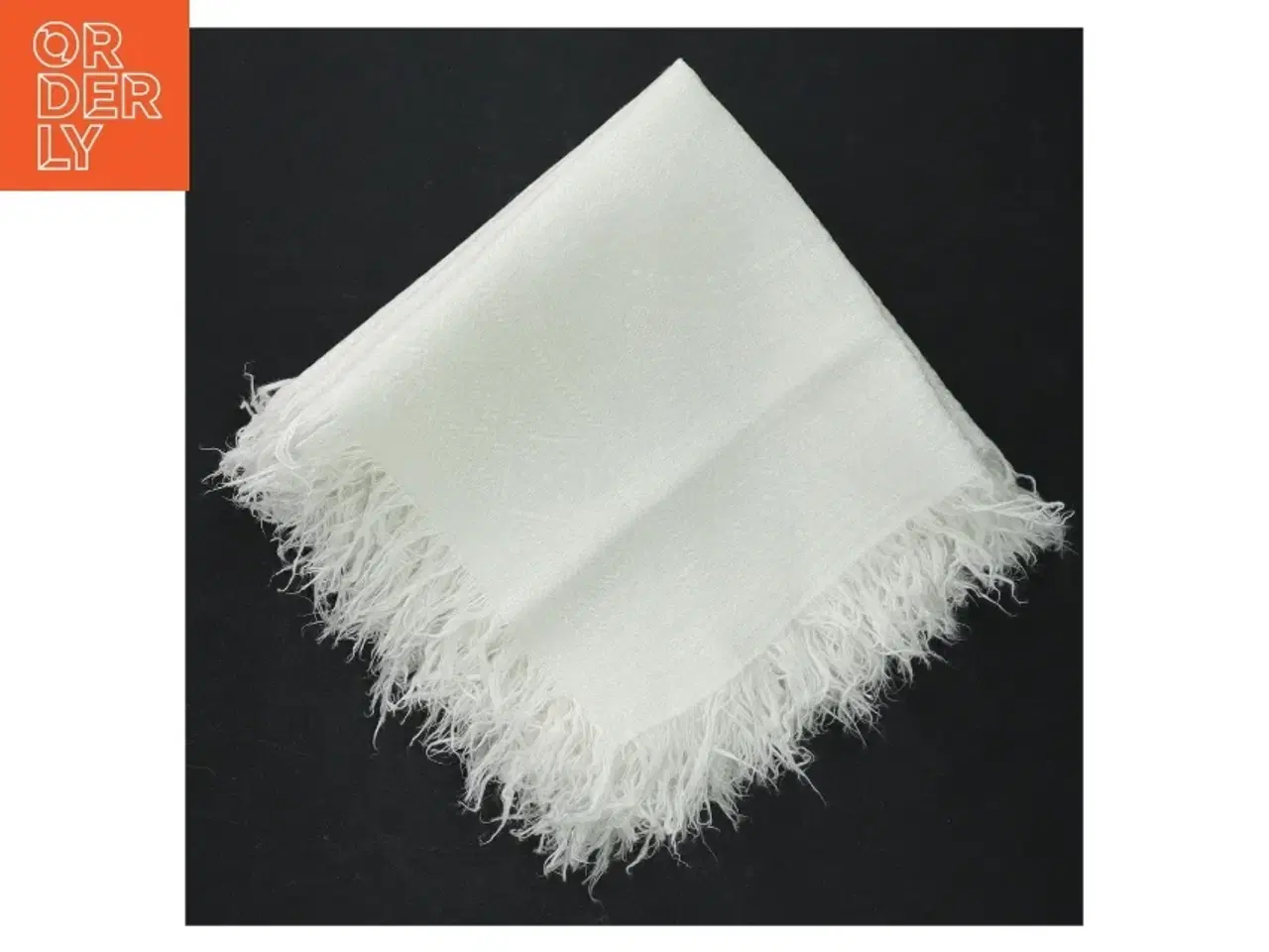 Billede 6 - Hvid bomuldsserviet med frynser (str. 27 x. 27 cm)