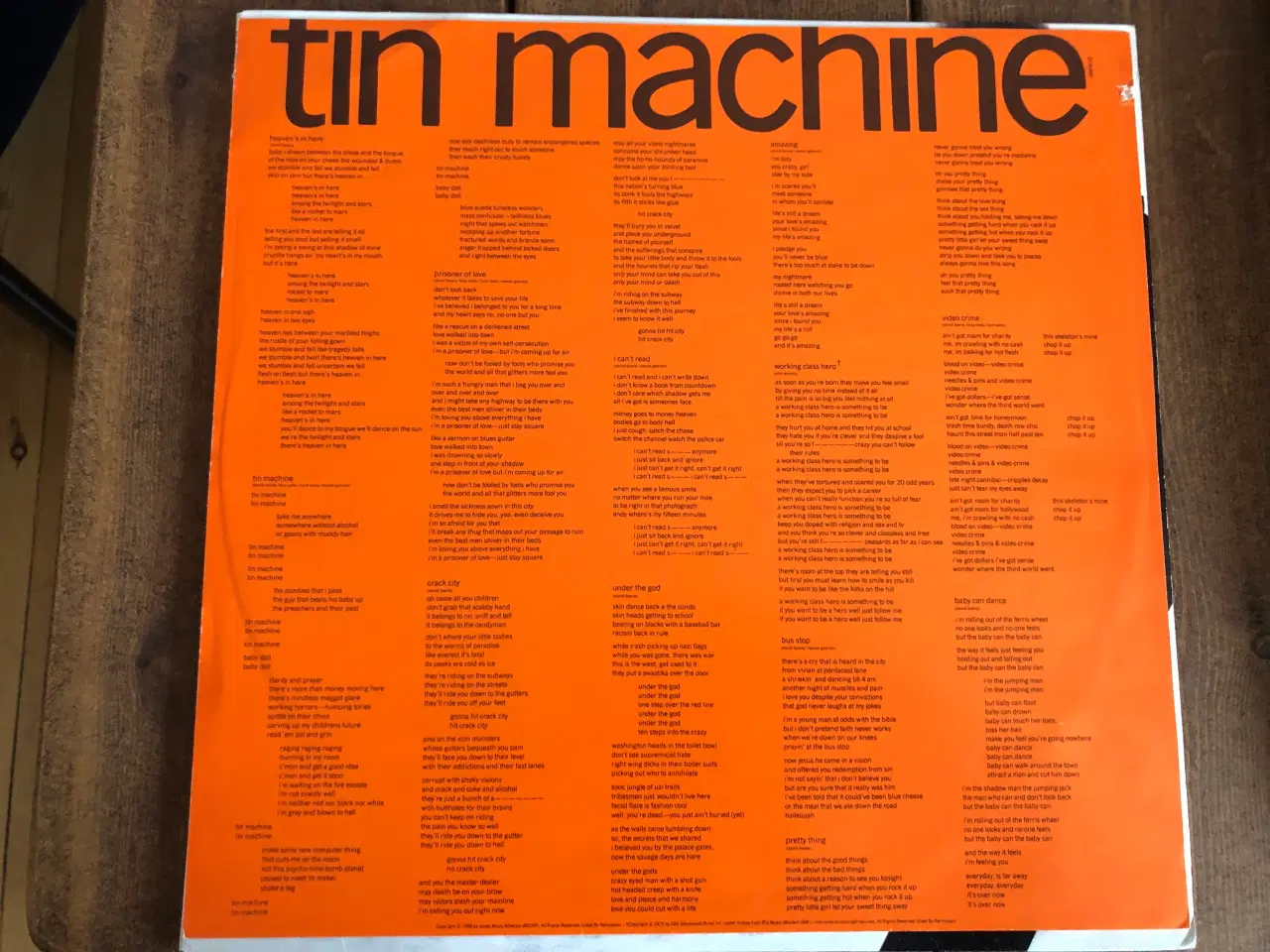 Billede 3 - LP. David Bowie: Tin Machine. Vg+Cover Vg+