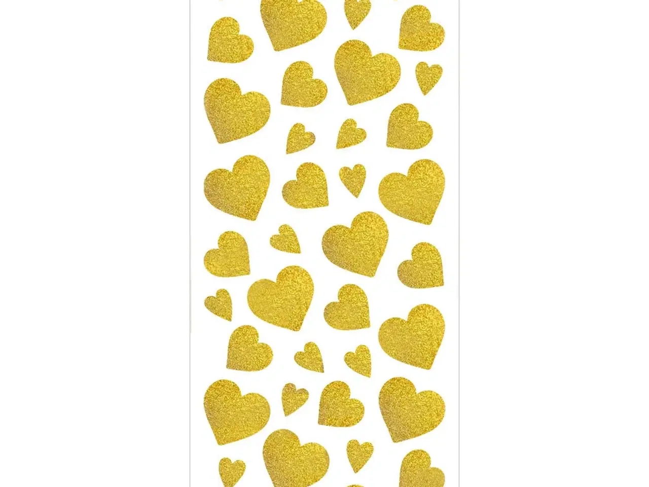 Billede 1 - Glitterstickers, hjerter, ark 10x24 cm, guld, 2ark/ 1 pk.