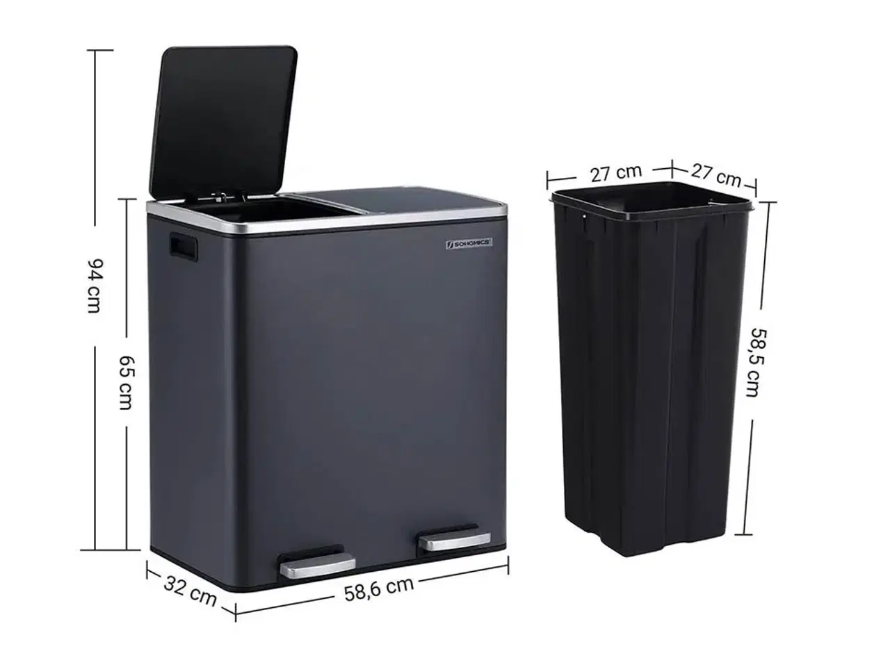 Billede 2 - Songmics affaldssortering 2 x 30L (ny)