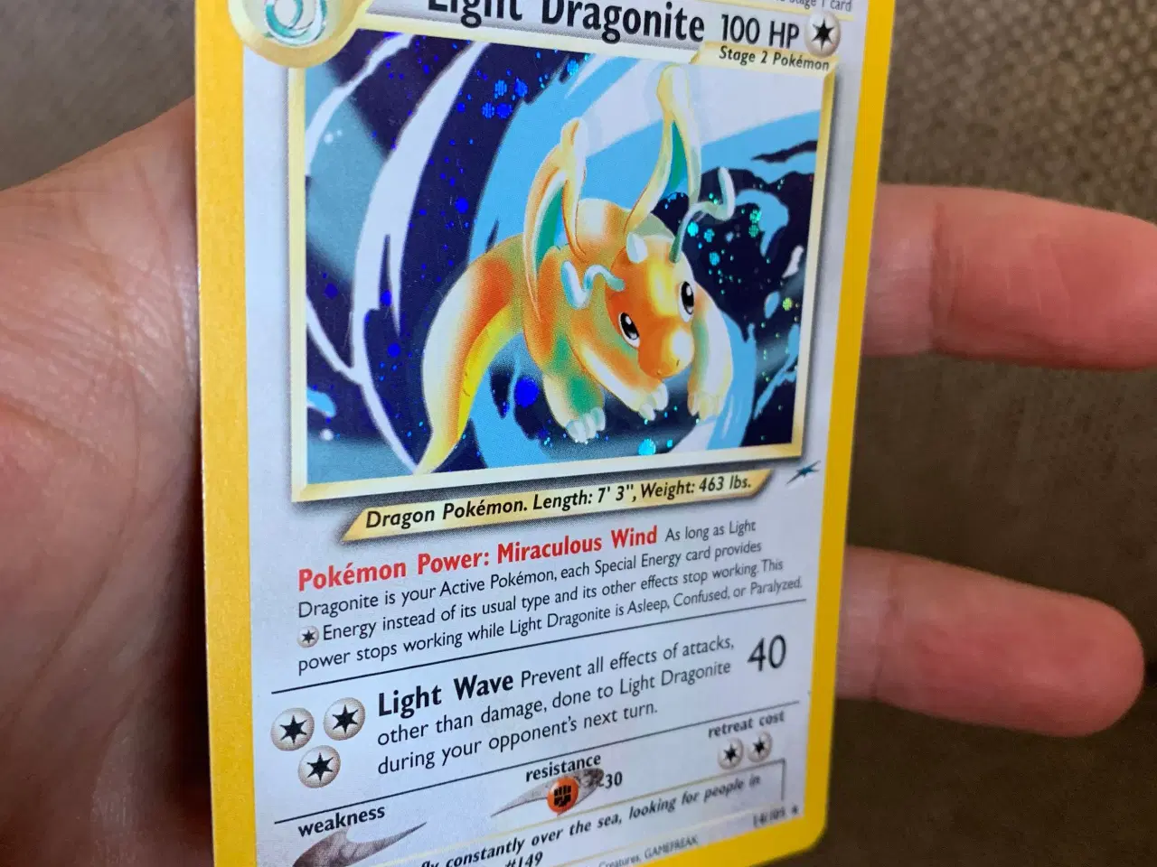 Billede 4 - Pokemon Light Dragonite holo kort, Excellent/NM st