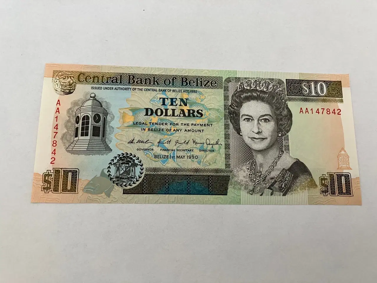 Billede 1 - 10 Dollars Belize 1990