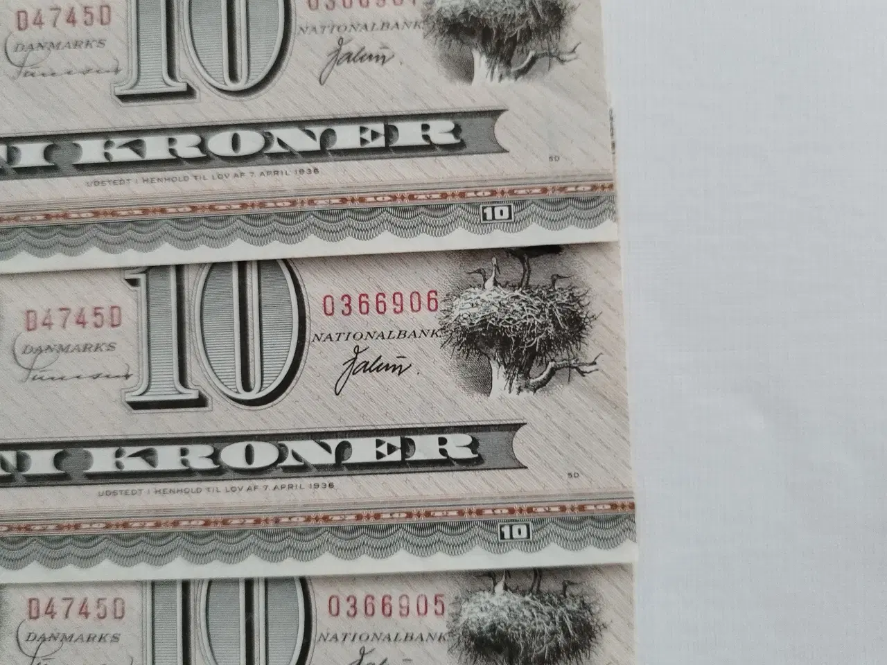 Billede 1 - Bankfriske 10 kroner. 1974. Den med storke