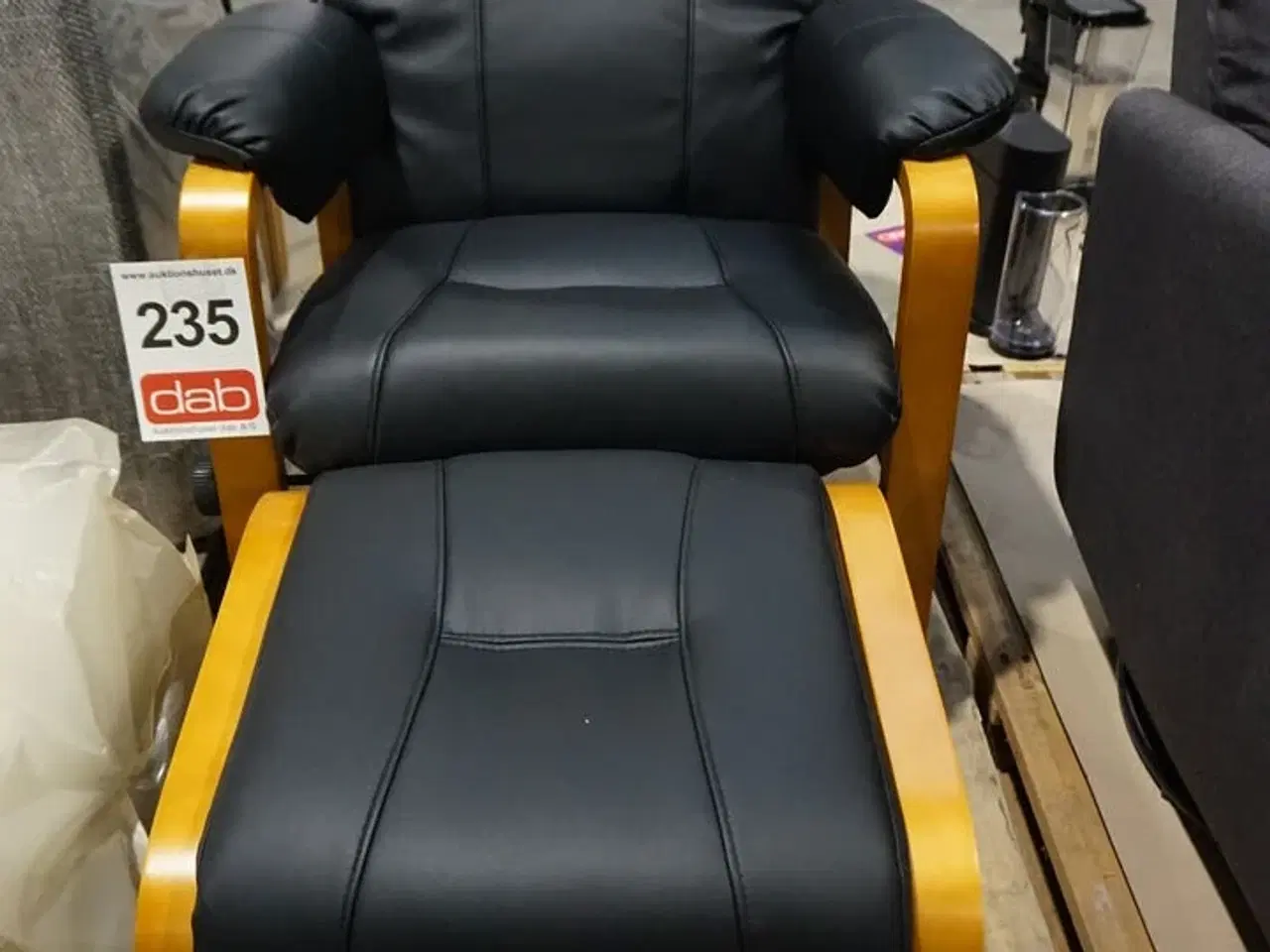 Billede 3 - Otium lænestol inkl. fodskammel - sort PU-læder
