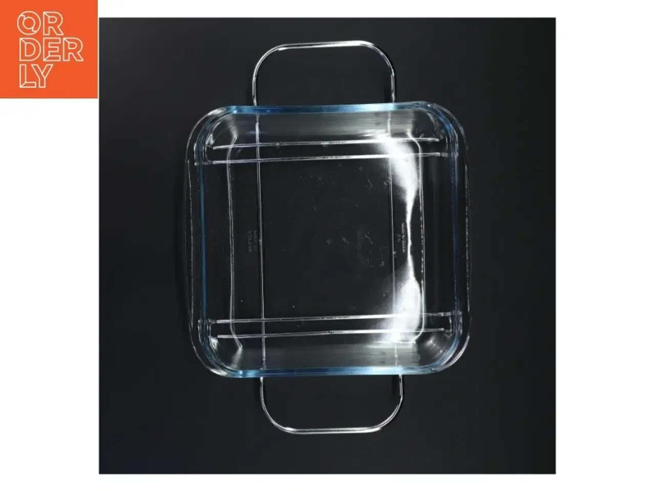 Billede 1 - Firkantet glasfad med metalholder fra Marinex (str. 24x22 cm)