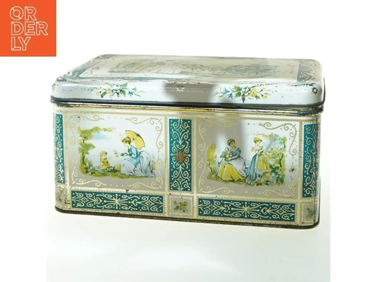 Billede 1 - Rektangulær vintage blikæske (str. 27x18 cm)