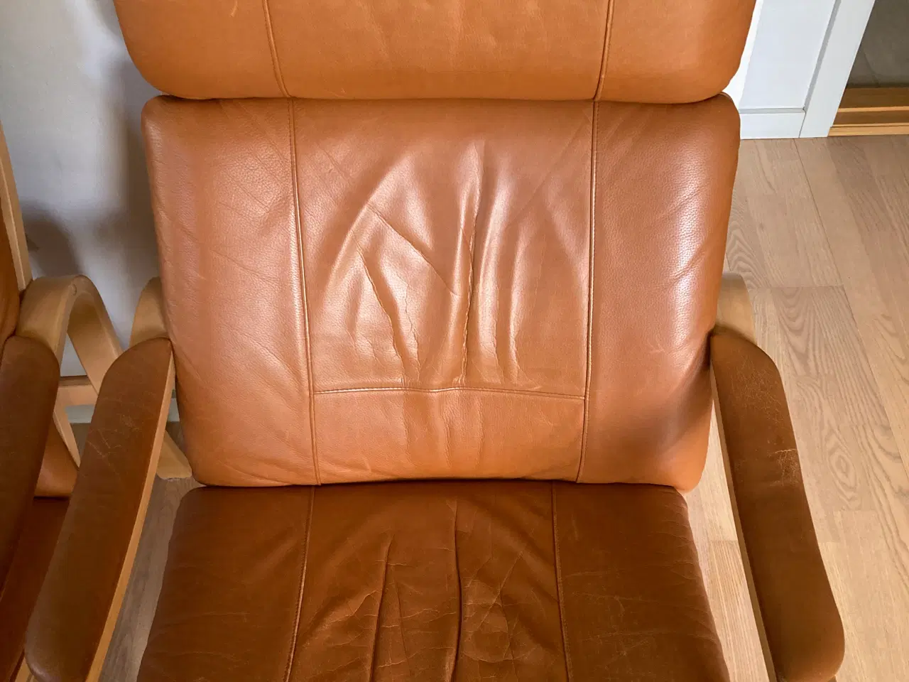Billede 5 - Cognacfarvede læder lænestole, 2 stk