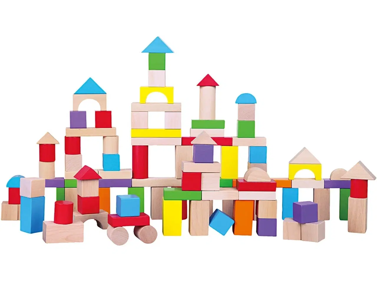 Billede 1 - VIGA Træklodser 3 cm - 100 farverige byggeklodser