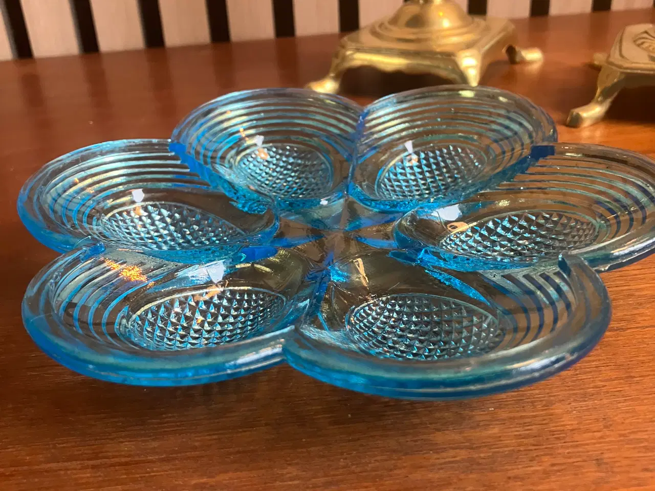 Billede 3 - Blå glas æggebakke fra Fyns Glasværk