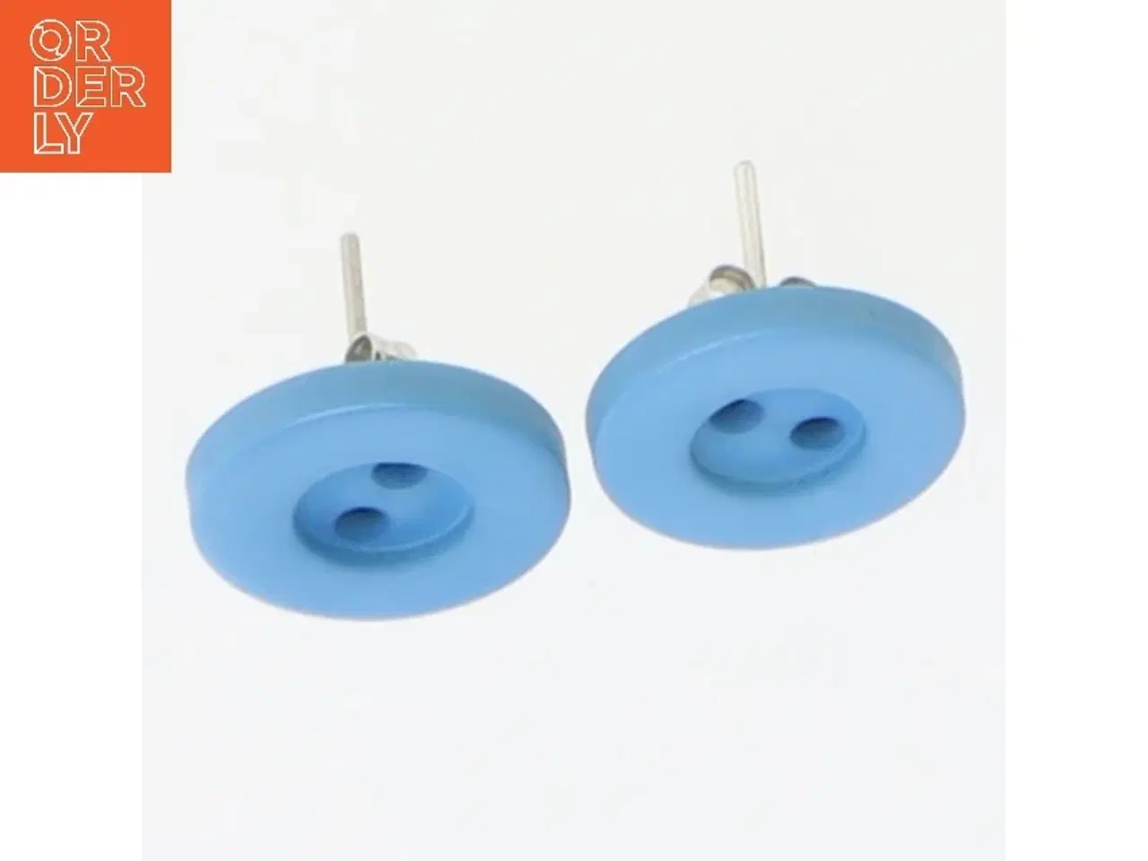 Billede 4 - Blå knapformede øreringe (str. 1 cm)