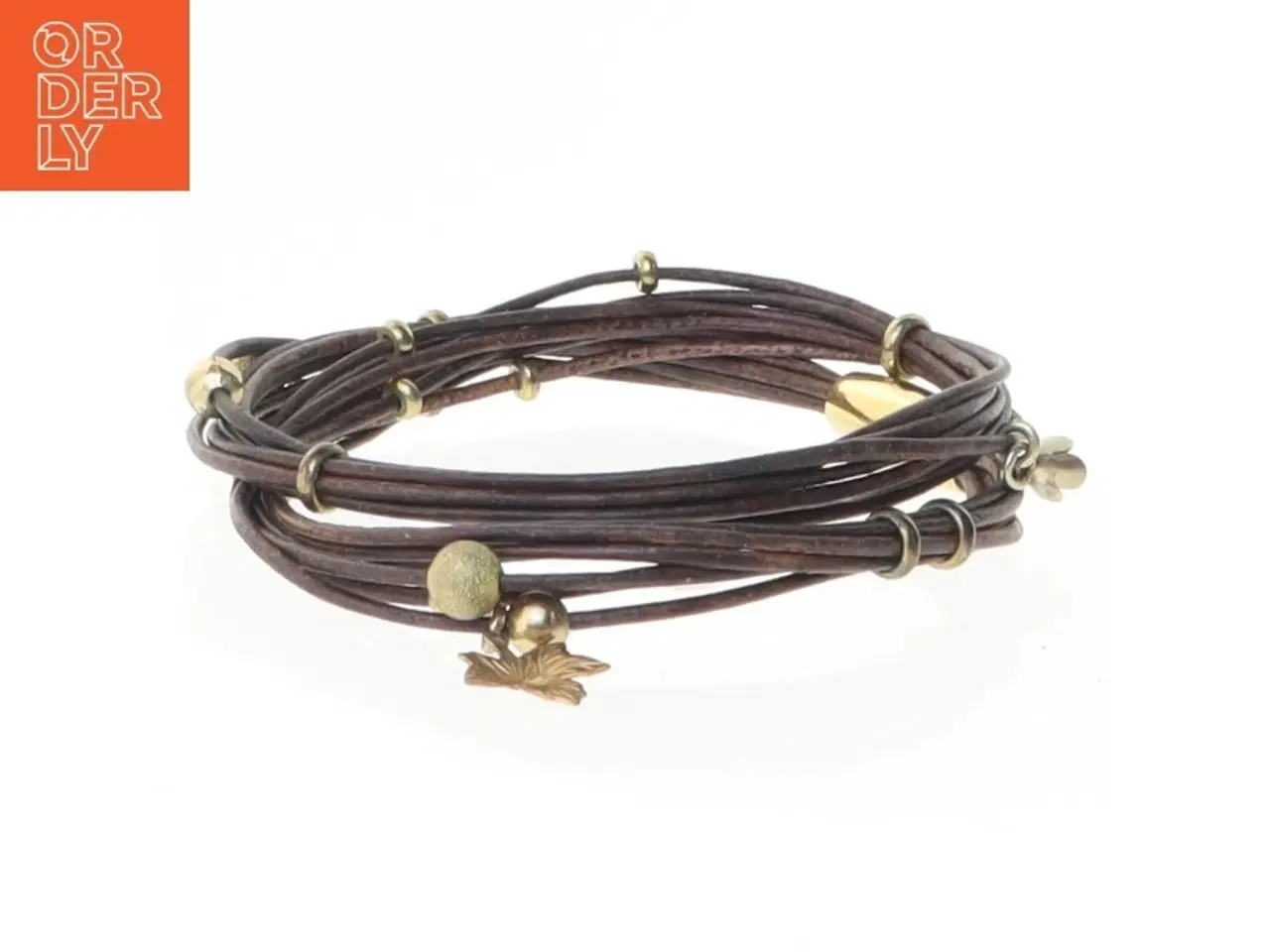 Billede 2 - Læderarmbånd med metaldetaljer (str. 37 cm)