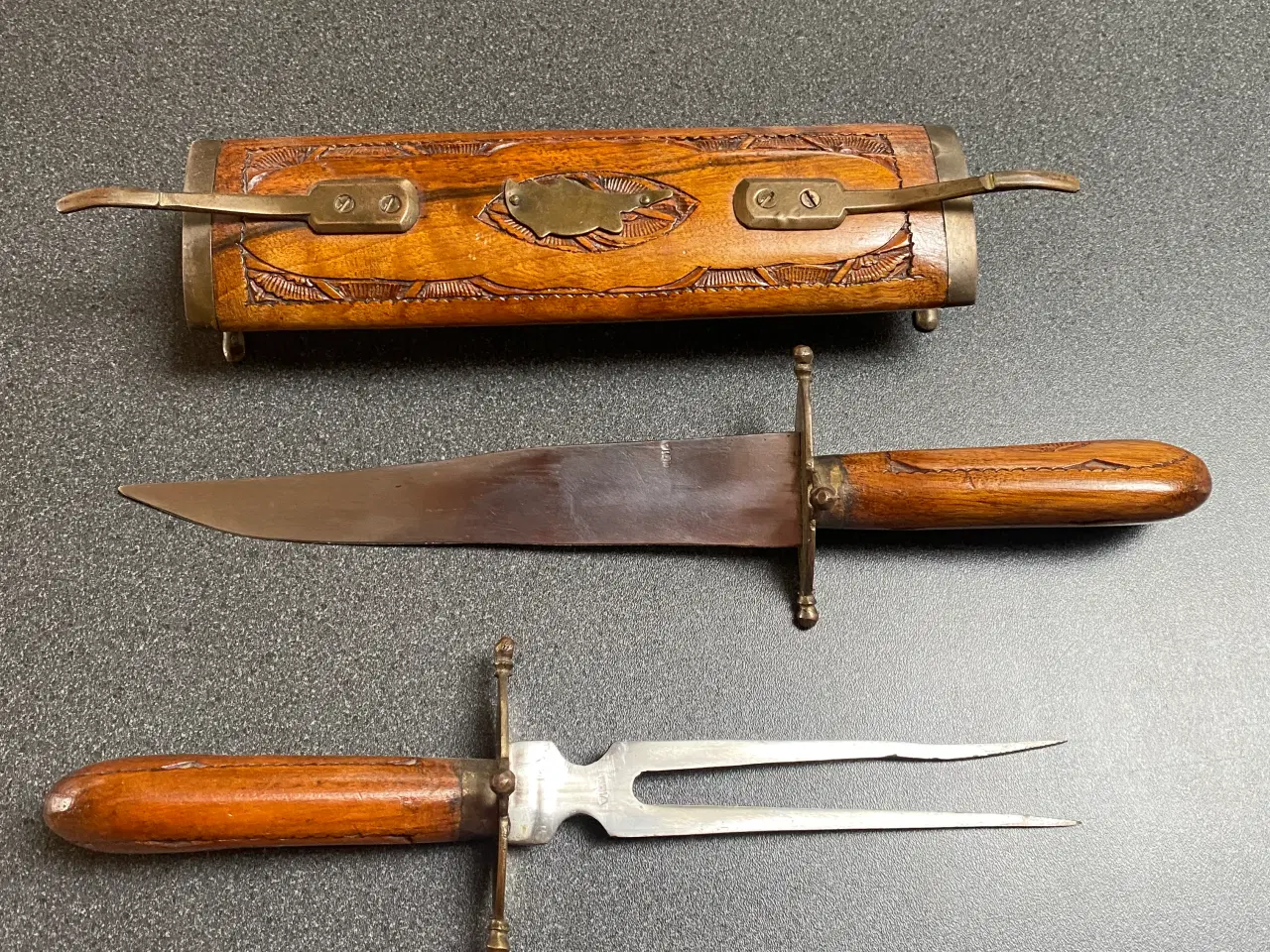 Billede 1 - forskærer Sæt med Skærekniv og Gaffel i Træ/metal