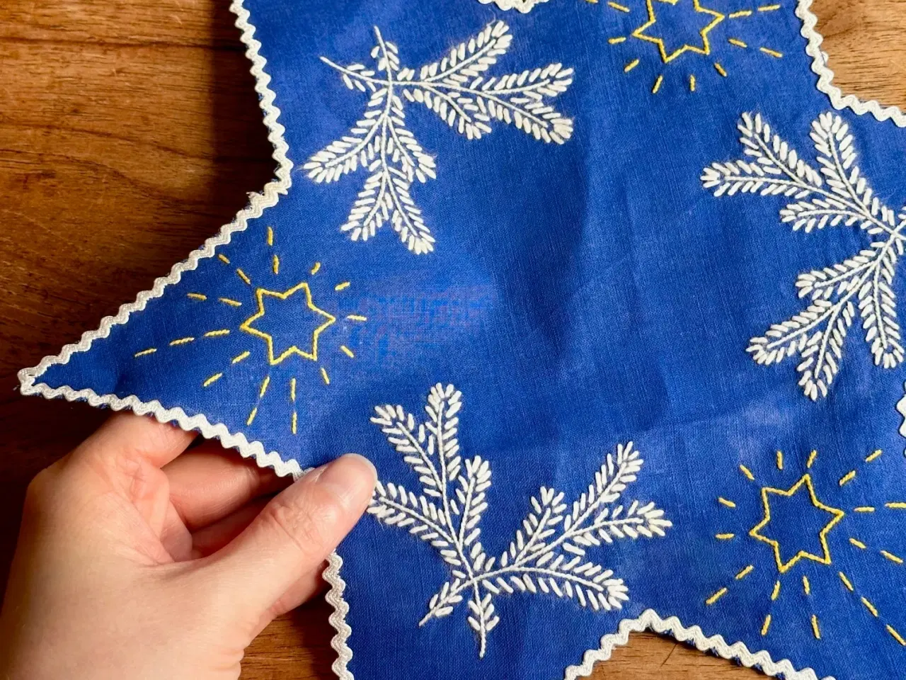 Billede 3 - Lysedug, blå m stjerner, Ø32 cm