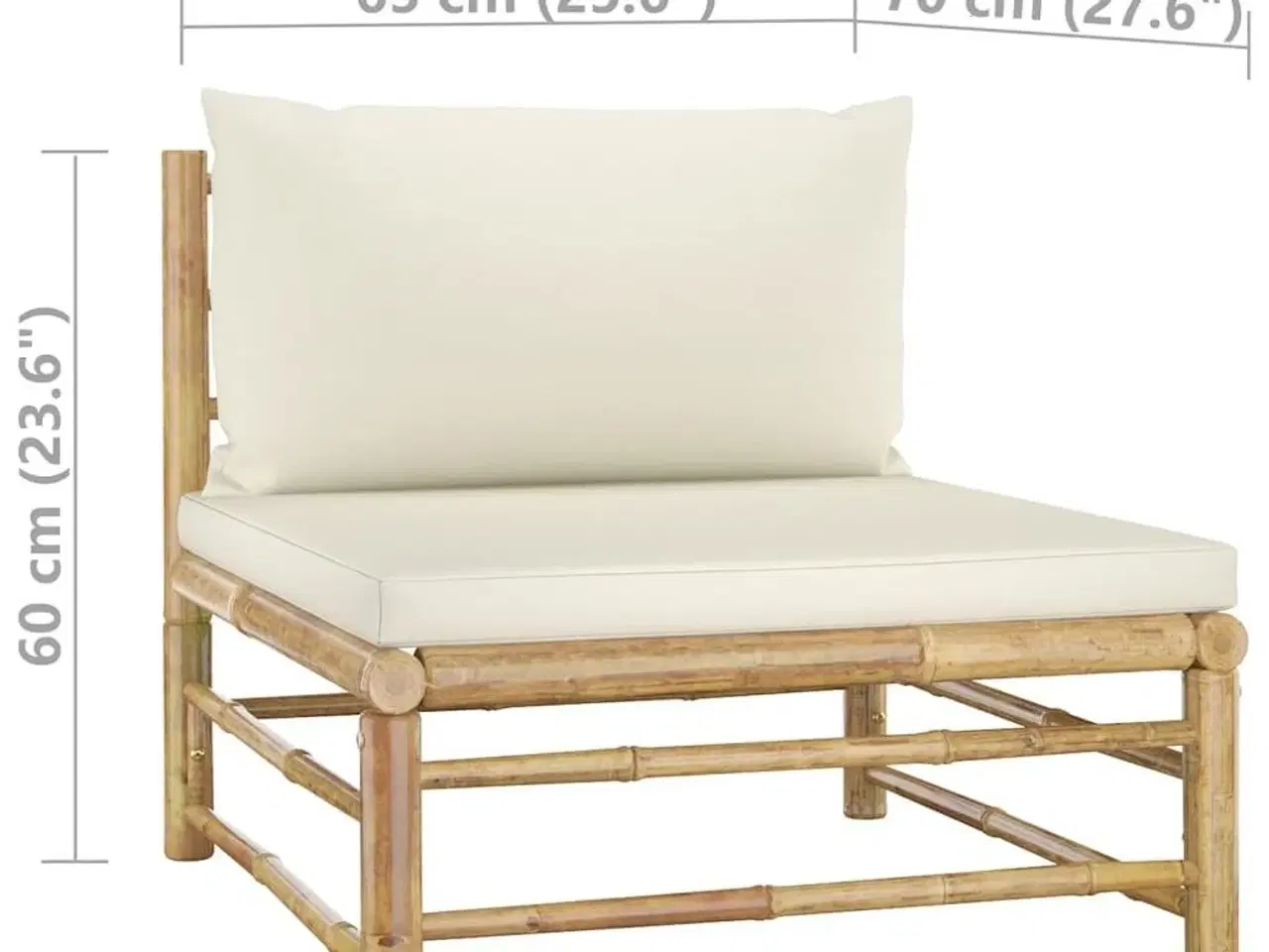 Billede 10 - Loungesæt til haven 3 dele med cremehvide hynder bambus