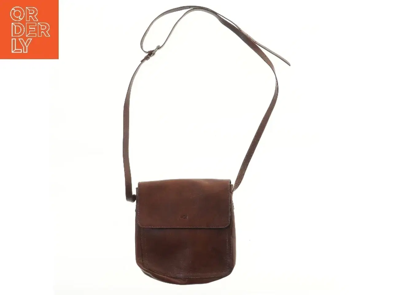 Billede 1 - Brun læder skuldertaske fra Voi (str. 25,5x24,5 cm)